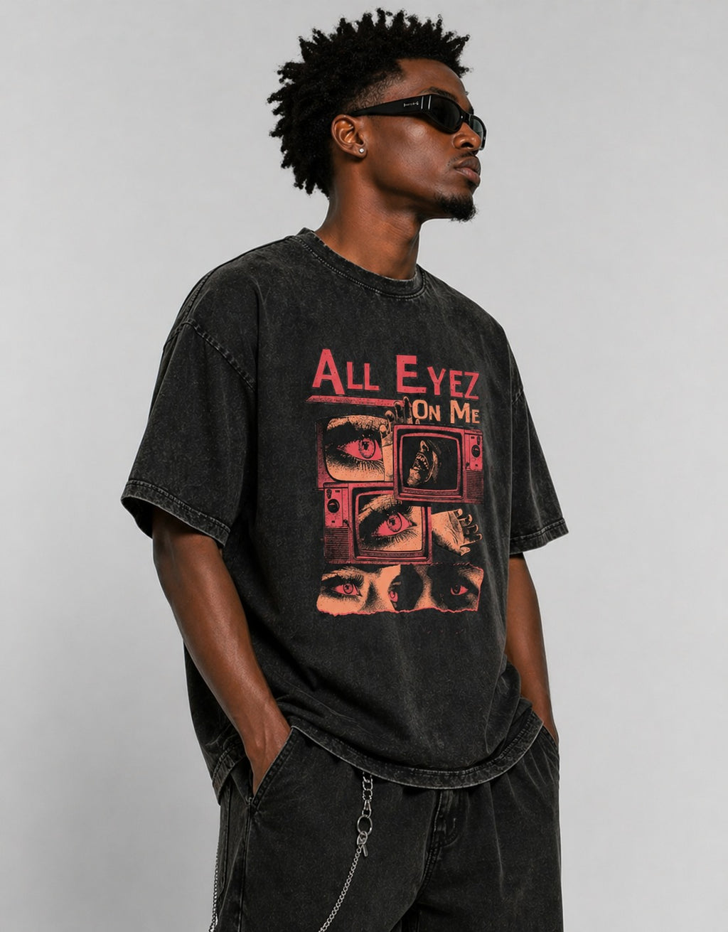 All Eyez On Me Acid Wash Tee