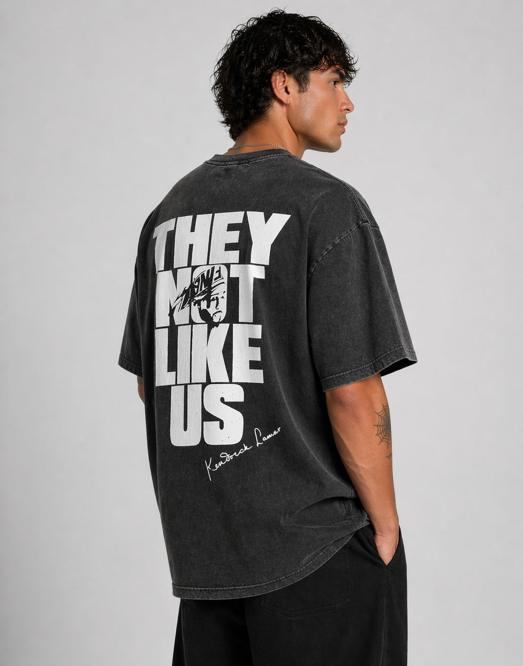 Premium Black Acid Wash Typhography Tshirt