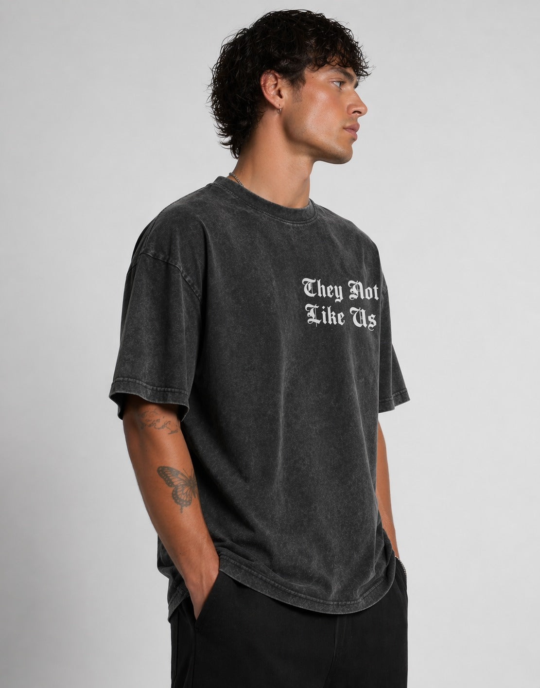 Premium Black Acid Wash Typhography Tshirt