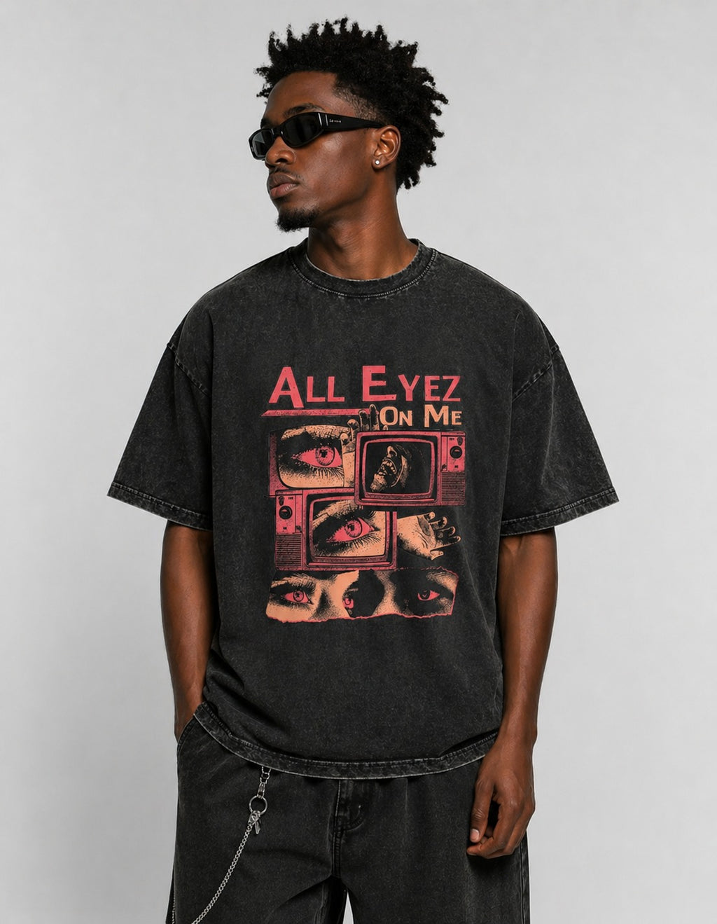All Eyez On Me Acid Wash Tee