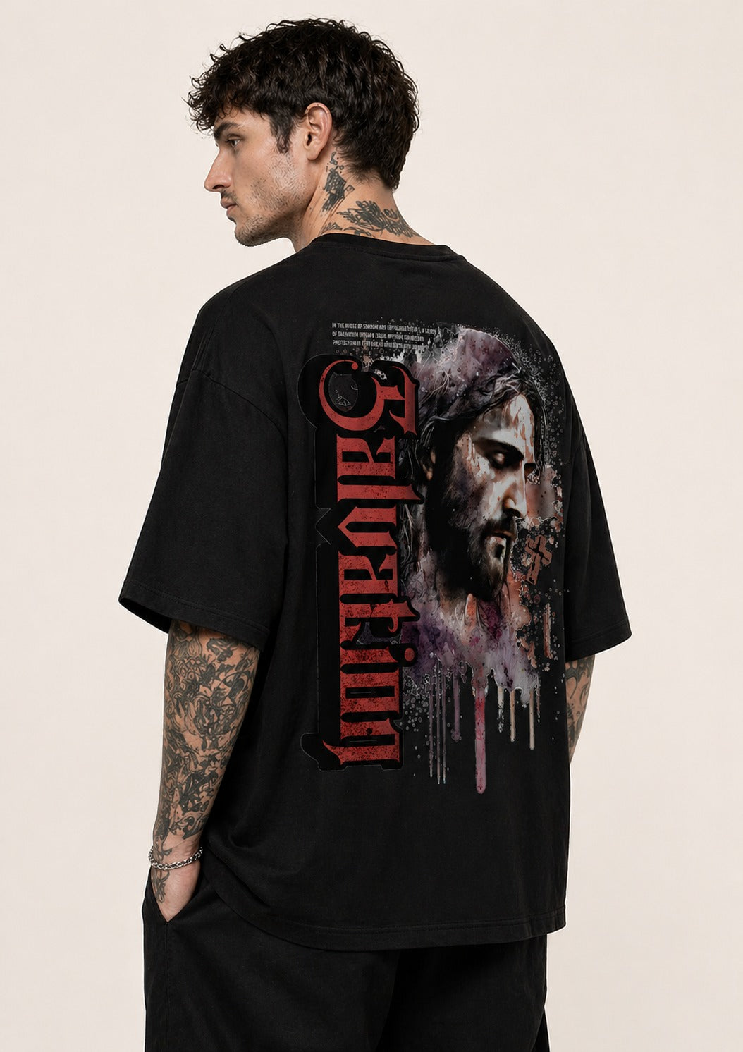 Black Back Print Oversized Tshirt