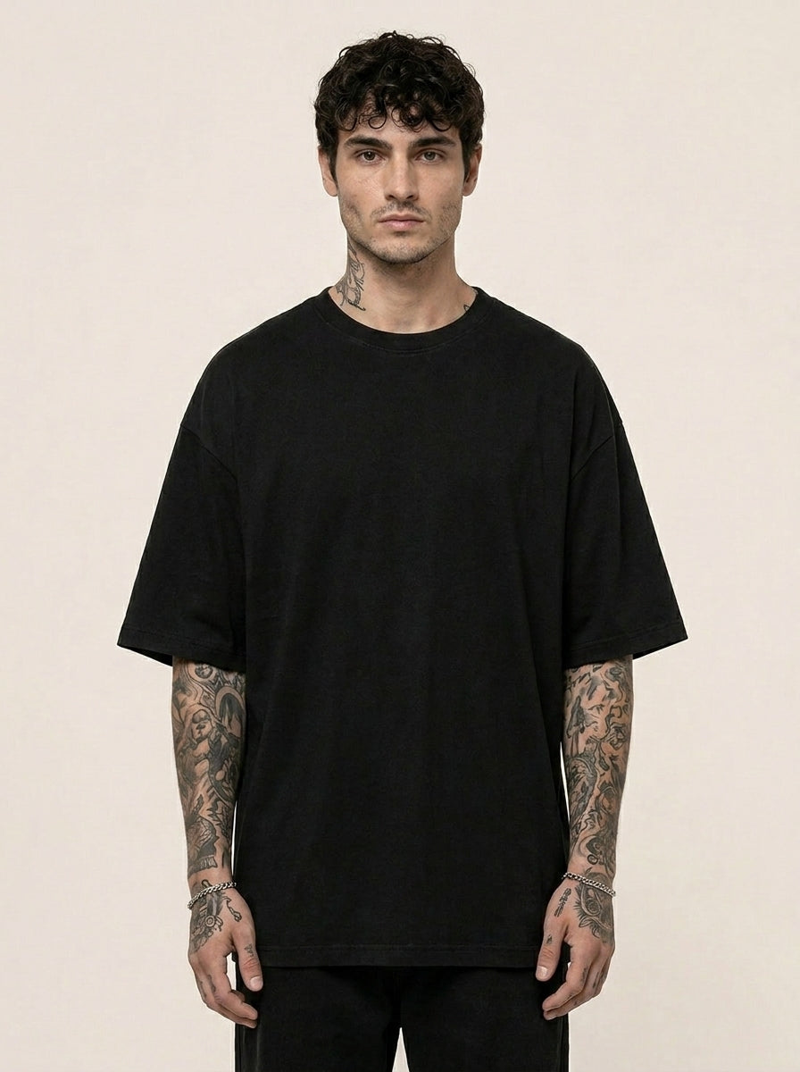 Black Back Print Oversized Tshirt